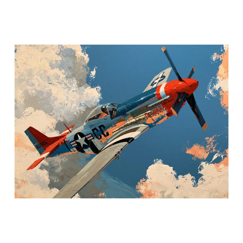 P-51 Mustang WWII warbird oil painting print by Runway & Heirloom